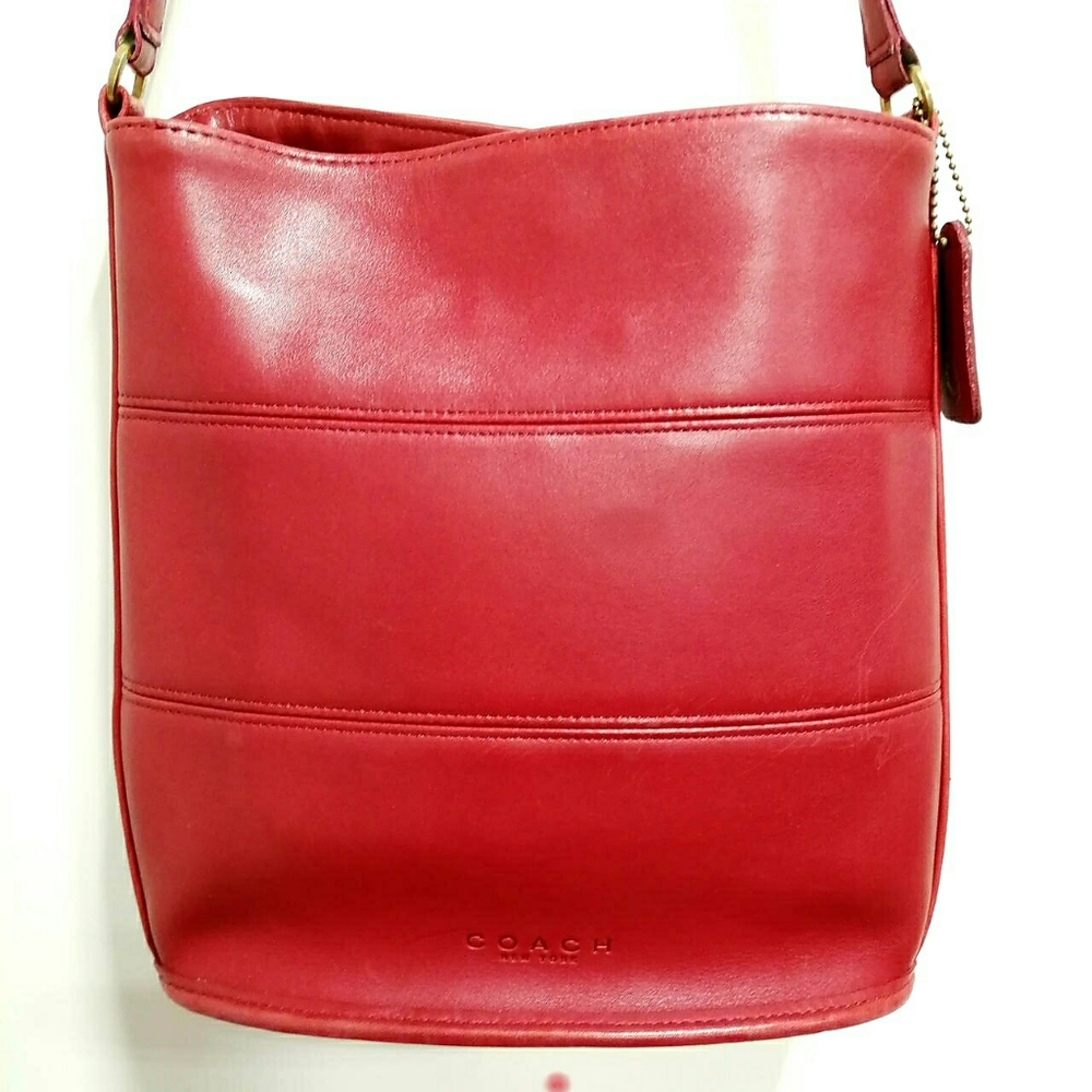 Coach Vintage Designer Red Tribeca Bucket Bag purse hobo